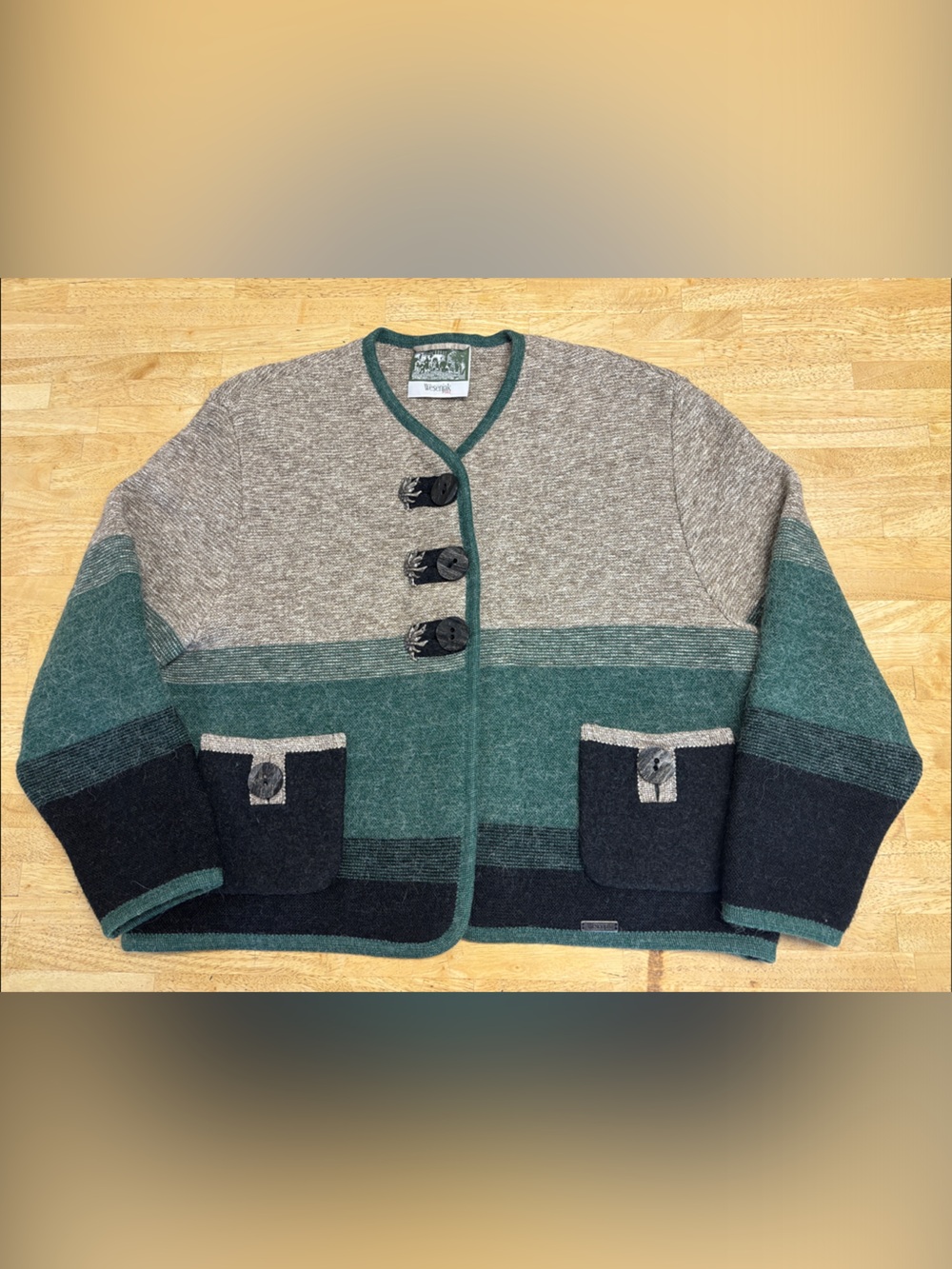 Vintage Wesenjak Tirol Austrian Boiled Wool Trachten Jacket Cardigan US 18